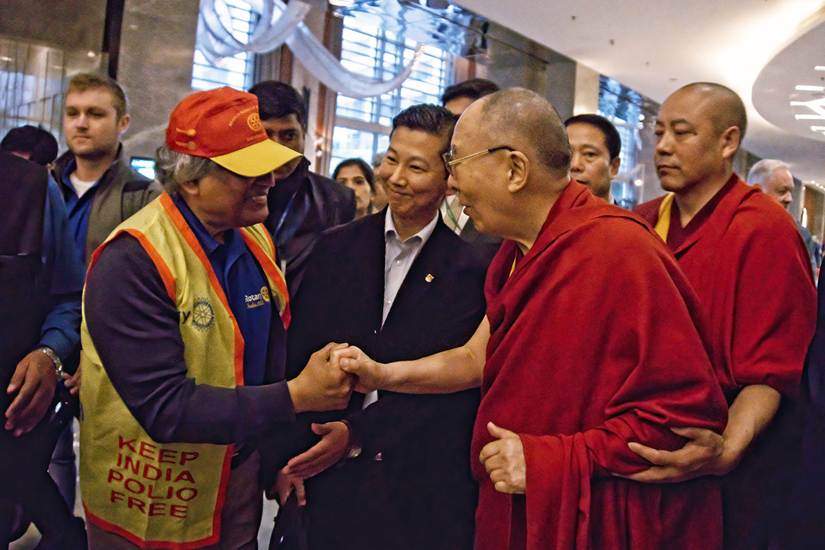 Dr. Mitra meeting His Holiness the 14th Dalai Lama on January 19th. 2020 at JW Marriot, New Delhi, India.
